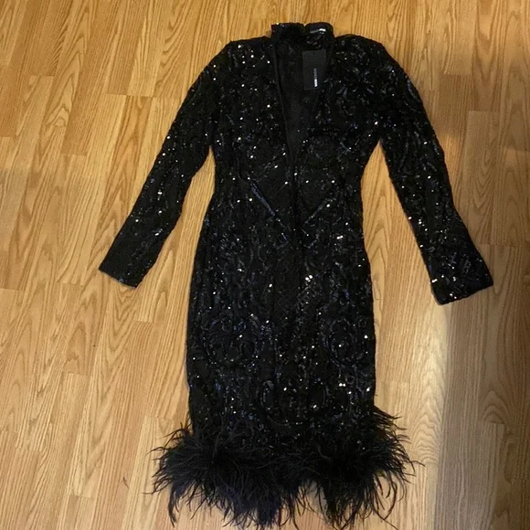 Fashion Nova | Dresses | Sexy Black Midi Dress Deep Cleavage But Easy To  Adjust Nwt | Poshmark
